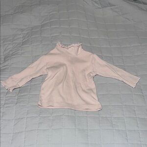 Girls' Light Pink Ruffle Mock Neck Long Sleeve Top